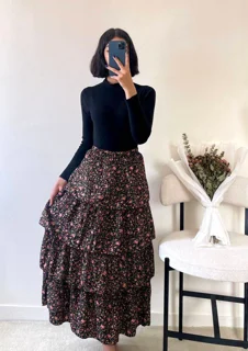 دامن طرح دار طبقه ای وارداتی